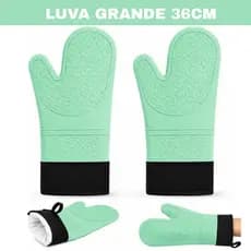 Par Luvas Termica Grande De Cozinha 36cm Silicone Forrada Antiderrapante Forno Churrasco Panelas até 250°