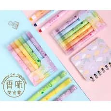 Kit 6 Caneta Marca Texto em Gel Aromatizada Antiborrão 6 Cores Fluorescentes Sólida Bastão Retrátil Ideal Para Bíblia