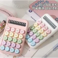 Calculadora Kawaii Runzon Grande 10 Dígitos Cores Pastel Botões Redondos Escolar Escritório Silenciosa Teclas Coloridas