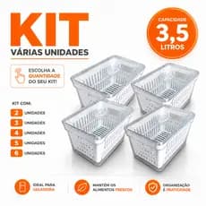 Kit 2,3,4,5,6 Organizador de Geladeira e Cozinha Transparente 3,5L