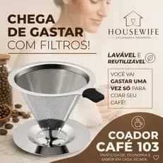 Filtro Coador Inox Reutilizável - 103 Premium | Dispensa Papel | Café Mais Forte e Sustentável