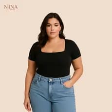 Blusa De Manguinha Com Decote Quadrado