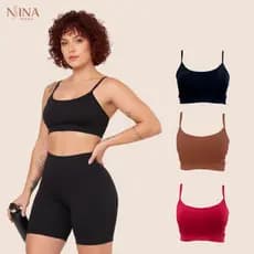 Kit Top Feminino De Alcinha Com Bojo Removível Básico Dia a Dia