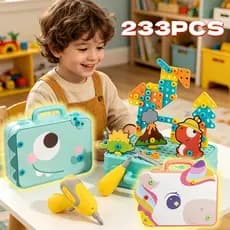Kit Ferramentas Infantil Brinquedo com Furadeira Elétrica e Parafusos de Montagem