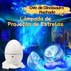 Luminária Noturna Dinossauro com Projetor de Estrelas e Bluetooth - Caixa de Som USB para Quarto Infantil