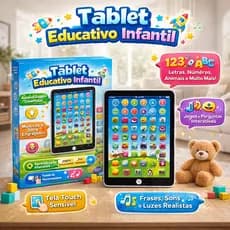 Tablet Interativo Educativo Infantil Som Música Bilingue Português Inglês Estimulação Cognitiva Linguística Bebê Criança