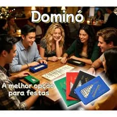 Jogo de Dominó de Osso Profissional 28 Peças com Estojo Maleta Colorido