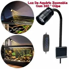 Mini Lâmpada de Aquário com Clipe 3W Ajustável Zoom à Prova D'água para Tanque de Peixes