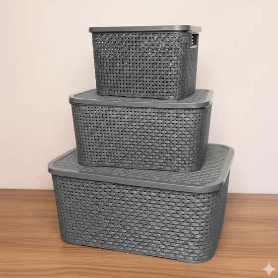 Caixas Organizadoras Rattan Kit 3 tamanhos Cores
