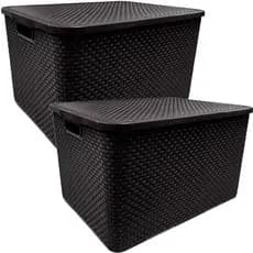 Kit 2 Caixas organizadoras com tampa 20 litros - Rattan - Arqplast