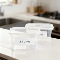 2 Potes Quadrados com tampa 2 Litros Vedação Hermética Volare - Ideal para Marmitas e Organização
