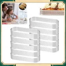 10 formas ovais para mousse Formas de cozedura em aço inoxidável Formas de cozedura para fazer pão e bolos
