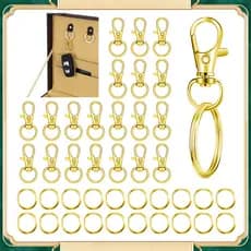 Fechos de lagosta dourados de 36 mm (20 peças) com argolas para chaveiros Para projetos DIY e criação de joias