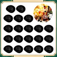 20 mini chapéus de cowboy pretos, 5,4 × 4,6 cm Adequados para decoração de bolos ou sobremesas