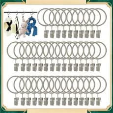 40 argolas prateadas para cortinas com fecho Diametro: 4,0 x 38 mm Material: Ferro Clipes de fixação para cortinas