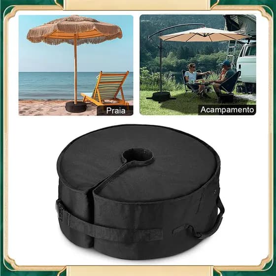 Base para guarda-sol exterior com sacos de areia fixos pretos Base circular Sacos de areia removíveis