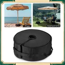 Base para guarda-sol exterior com sacos de areia fixos pretos Base circular Sacos de areia removíveis