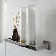 Porta Shampoo Banheiro 30cm Inox 304 Suporte de Shampoo Lavabo Parede Prateleira Linha Infinity