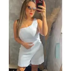 Macaquinho Curto Feminino Alfaiataria com Elastano
