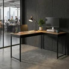 Mesa em L com Estilo Industrial Funcional para Escritório - Design Moderno