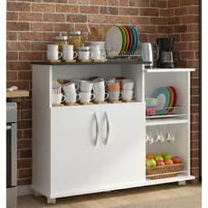 QUEIMA DE ESTOQUE - Armário Balcão Multiuso para Cozinha com 2 Portas, Prateleiras e Rodinhas