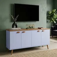 Rack Buffet Retrô para TV com 4 Portas e Prateleira Multiuso