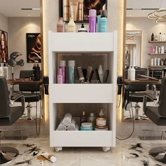 Carrinho Auxiliar com 3 Prateleiras Ideal para Salão de Beleza/ Manicure