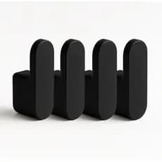 Kit 4 Gancho Minimalista, Toalha de Rosto, Toalha de Banho, Coinha, Pano de Prato, Preto, PLA, Design Moderno, Instalaçã