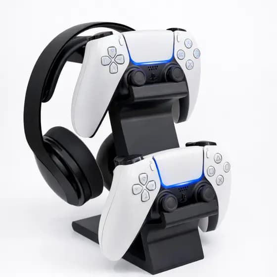 Suporte Triplo Universal Joystick Headset Mesa Organizador Controle Gamer Ps5 Ps4 Xbox Pc Notebook