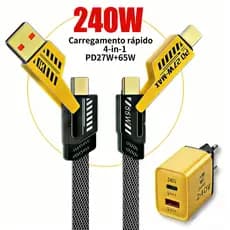 Cabo de Dados 4 em 1 240W 280W 1metro compatível com Para iP USB Android Type C Super Carregamento Rápido