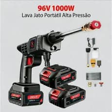 Lava Jato Alta 96V Pressão Lavadora Portátil 2 Bateria Vap Carro 1000W Bivolt 110V/220V Para Pisos Carros Casa e Jardim