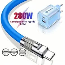 Cabo de dados de carregamento rápido tipo C V8 Micro USB iP 280W 6A 1,5M Cabo de dados Silicone líquido