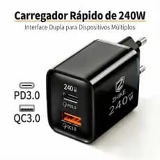 Adaptador Cristal 280W 6A - 8 Portas USB Tipo C V8 Compatível com iP Android Micro USB Carregador