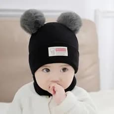 Conjunto 2Pç Gorro Cachecol Criança, Gorro Tricô Grosso Bebê 0-2A