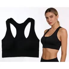sutiãs esportivas ajustáveis tipo top academia com zíper frontal Respirável   Multicolorido