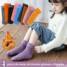 Meia Térmica Infantil Peluciada Veludo Quentinha Para Inverno