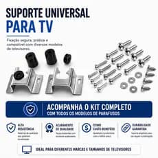 Suporte para TV Universal Reforçado até 55 Polegadas com Parafusos de Todos os Tamanhos - Premium