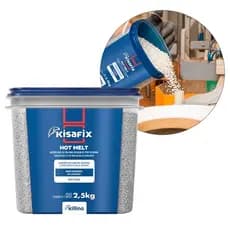Cola Granulada Hot Melt Kisafix  2,5kg  para MDF, Laminados - PVC - Coladeira de Borda