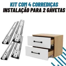Kit 4 Corrediças Telescópicas Para Gaveta Trilho Light 30cm (300mm) a 45cm (450mm) Com Trava