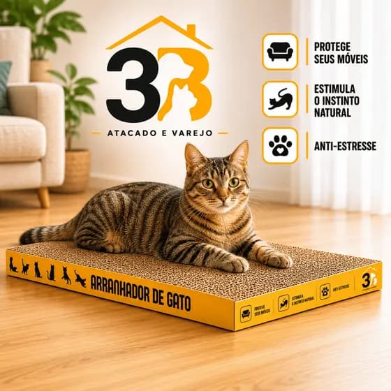 Arranhador para Gato de Papelão 3B | 1 a 4 Unidades | Brinquedo Resistente Anti Estresse Casa e Cama | Novare