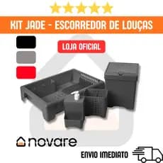 Conjunto de Pia Jade | Escorredor + Lixeira 5,4L + Dispenser com Porta Esponja + Porta-Talheres | Acquamar e Novare