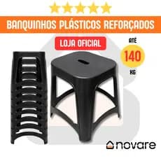 Banquinho Plástico | 2 a 8 Unidades | Suporta até 140kg | Resistente e Reforçado Banco | Novare Oficial