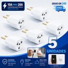 Adaptador de Tomada c/ 5 Benjamin Pino Maciço Alta Durabilidade