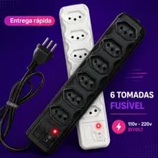 FILTRO DE LINHA RÉGUA DE TOMADAS 6, 4 ou 3 tomadas tripolar 10 Amperes com fusível