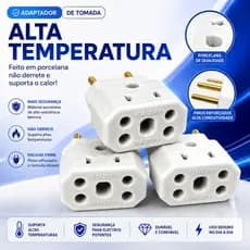 Tomada Adaptadora BOB Porcelana Reforçada – (Não Derrete) ideal para instalações elétricas com alta temperatura