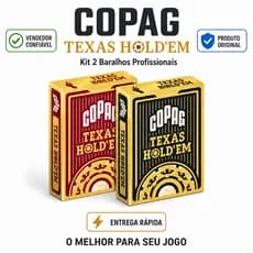 KIT 2 Baralhos Copag Texas Hold'em Preto de Plástico Poker Profissional Jogo De Cartas Resistente