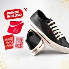 Tênis Coca-Cola Chandler Town Preto e Branco Feminino/Unissex Casual Estilo Urbano Confortável Dia a Dia