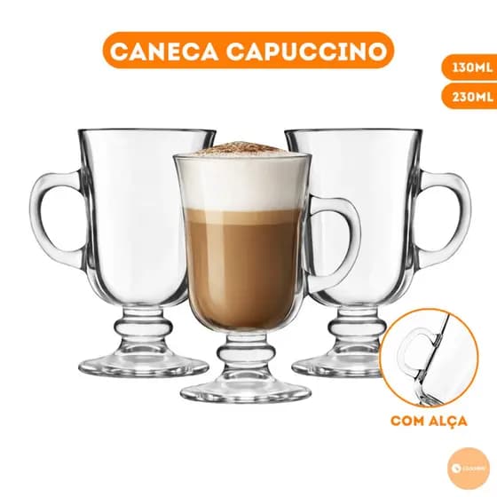 Conjunto copo caneca cappuccino Irish 130ML com 6