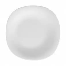 Prato raso de vidro branco opaline quadrado 24 CM com 6 PCS