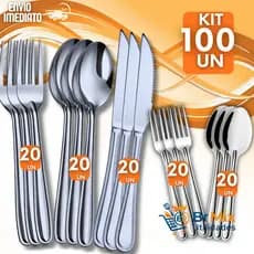 KITS Jogos de 150/100/50 Talheres Inox Garfo Faca Colher Colher Sobremesa Garfo Sobremesa @